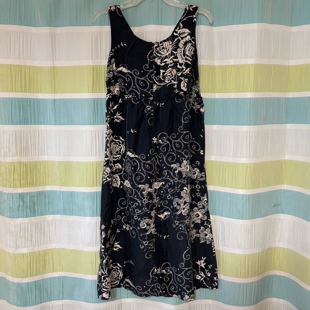 Garnet Hill Silk Floral Sleeveless Dress Midi Length Sz 6 - Picture 8 of 10